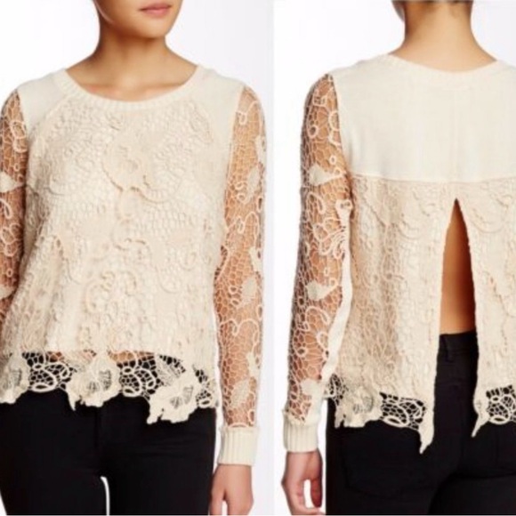 Free People Sweaters - Free People Pullover Cream Pretty Rad Pullover Sweater SZ Large